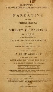 Tapa de Scripture the only guide to religious truth