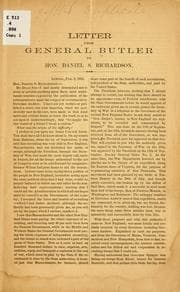 Tapa de Letter from General Butler to Hon. Daniel S. Richardson