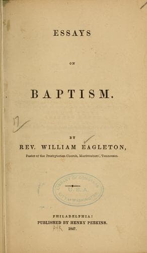 Tapa de Essay on baptism
