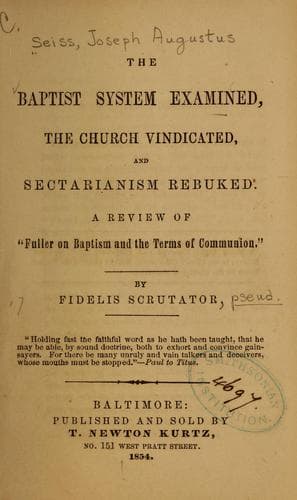 Tapa de The Baptist system examined