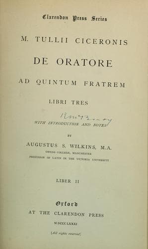 Tapa de M. Tulli Ciceronis De oratore