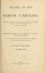 Tapa de Revisal of 1905 of North Carolina
