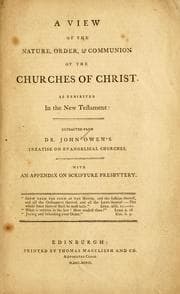 Tapa de A view of the nature, order, and communion of the churches of Christ as exhibited in the New Testament