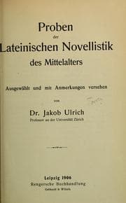 Tapa de Proben der lateninschen novellistik des mittelalters