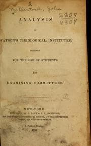 Tapa de Analysis of Watson's Theological institutes