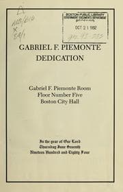 Tapa de Gabriel f. Piemonte dedication
