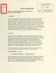 Tapa de Criminal offender record information [cori] policy and procedure