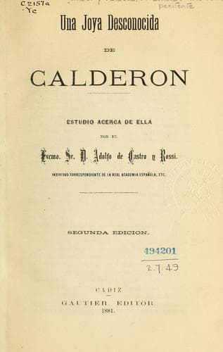Tapa de Una joya desconocida Calderon