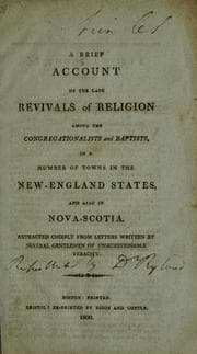 Tapa de A Brief account of the late revivals of religion among the Congregationalists and Baptists in a number of towns in the New-England states, and also in Nova-Scotia