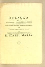 Tapa de Relação dos despachos publicados na Corte pelo expediente da Secretaria de Estado dos Negocios do Brazil no faustissimo dia dos annos da serenissima senhora infanta D. Izabel Maria