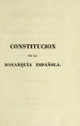 Tapa de Constitucion de la Monarquia Española, promulgada en Madrid a 18 de junio de 1837, impresa de orden de S.M. la reina gobernadora