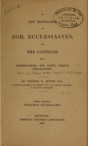Tapa de A new translation of Job, Ecclesiastes, and the Canticles