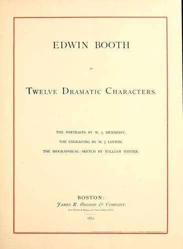 Tapa de Edwin Booth in twelve dramatic characters