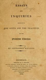 Tapa de Essays and inquiries respecting the gifts and the teachers of the primitive churches