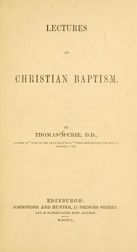 Tapa de Lectures on Christian baptism
