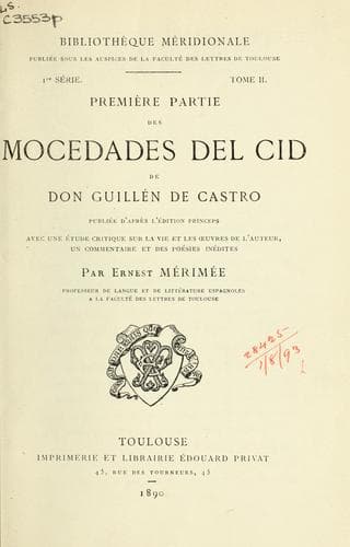 Tapa de Las mocedadas del Cid