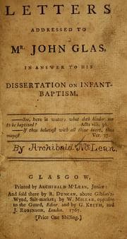 Tapa de Letters addressed to Mr. John Glas in answer to his dissertation on Infant Baptism
