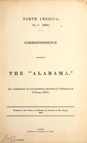 Tapa de Correspondence respecting the "Alabama."