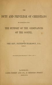 Tapa de The Duty and Privilege of Christians in Connection with the Support of the Ordinances of the Gospel