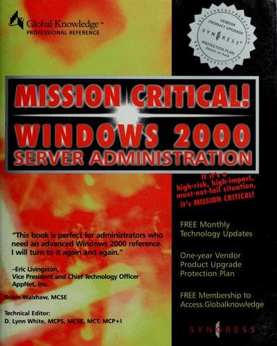 Tapa de Mission critical! Windows 2000 Server administration
