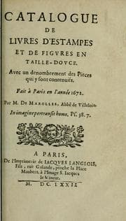 Tapa de Catalogue de livres d'estampes et de figures en taille-douce