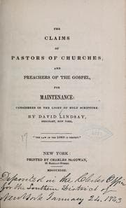 Tapa de The claims of pastors of churches and preachers of the gospel for maintenance, 1843
