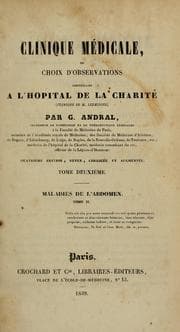 Tapa de Clinique médicale, ou, Choix d'observations receuilles a l'Hôpital de la Charité (Clinique de M. Lerminier)