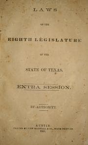 Tapa de Laws of the eighth Legislature of the State of Texas, extra session