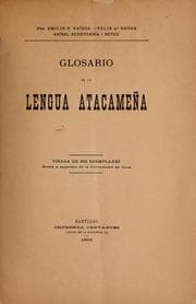 Tapa de Glosario de la lengua atacameña ...