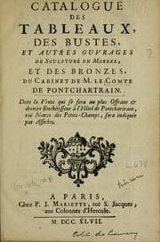 Tapa de Catalogue des tableaux, des bustes, et autres ouvrages de sculpture en marbre, et des bronzes, du cabinet de M. le comte de Ponchartrain ...