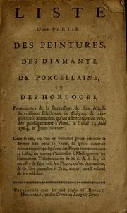 Tapa de Liste d'une partie des peintures, des diamants, de porcellaine, et des horloges