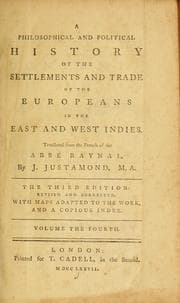 Tapa de A philosophical and political history of the settlements and trade of the Europeans in the East and West Indies