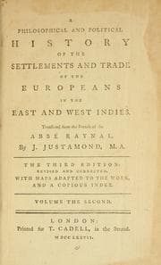 Tapa de A philosophical and political history of the settlements and trade of the Europeans in the East and West Indies