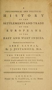 Tapa de A philosophical and political history of the settlements and trade of the Europeans in the East and West Indies