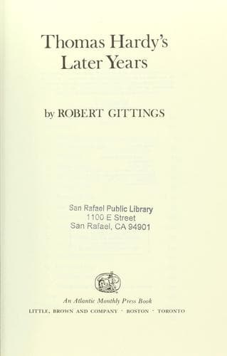 Tapa de Thomas Hardy's later years
