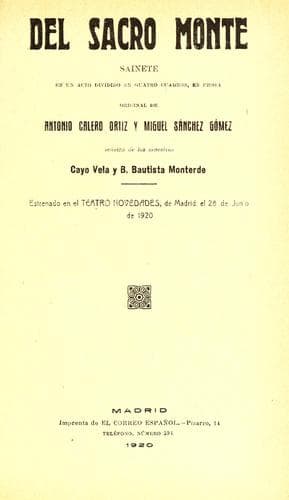 Tapa de Del Sacro-Monte