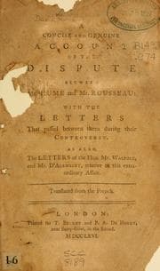 Tapa de A concise and genuine account of the dispute between Mr. Hume and Mr. Rousseau