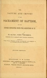 Tapa de The nature and import of the sacrament of baptism