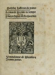 Tapa de Polybii historici primo bellp punico Leonardo Aretino interprete, libri tres