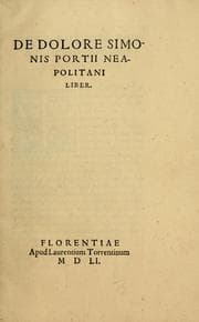 Tapa de De dolore Simonis Portii Neapolitani liber