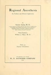 Tapa de Regional anesthesia; its technic and clinical application