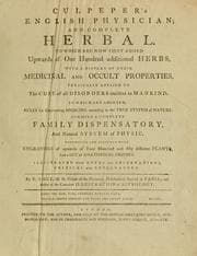 Tapa de Culpepper's English physician ; and complete herbal