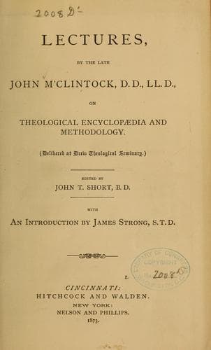 Tapa de Lectures... on theological encyclopaedia and methodology...