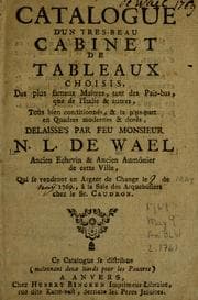 Tapa de Catalogue d'un tres-beau cabinet de tableaux choisis, des plus fameux maîtres, tant des Païs-Bas, que de l'Italie & autres ...