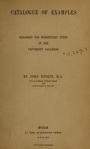 Tapa de Catalogue of examples arranged for elementary study in the university galleries