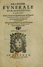 Tapa de Orazione fvnerale di m. Benedetto Varchi
