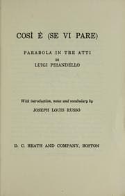 Tapa de Così è (se vi pare) parabola in tre atti di Luigi Pirandello