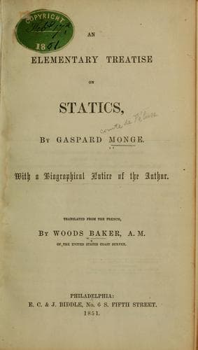 Tapa de An elementary treatise on statics