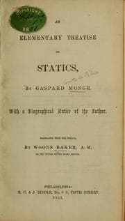 Tapa de An elementary treatise on statics