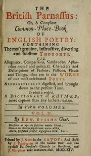 Tapa de The British Parnassus, or, A compleat common-place-book of English poetry